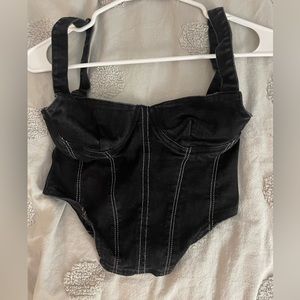 Zara Black Denim Corset Top